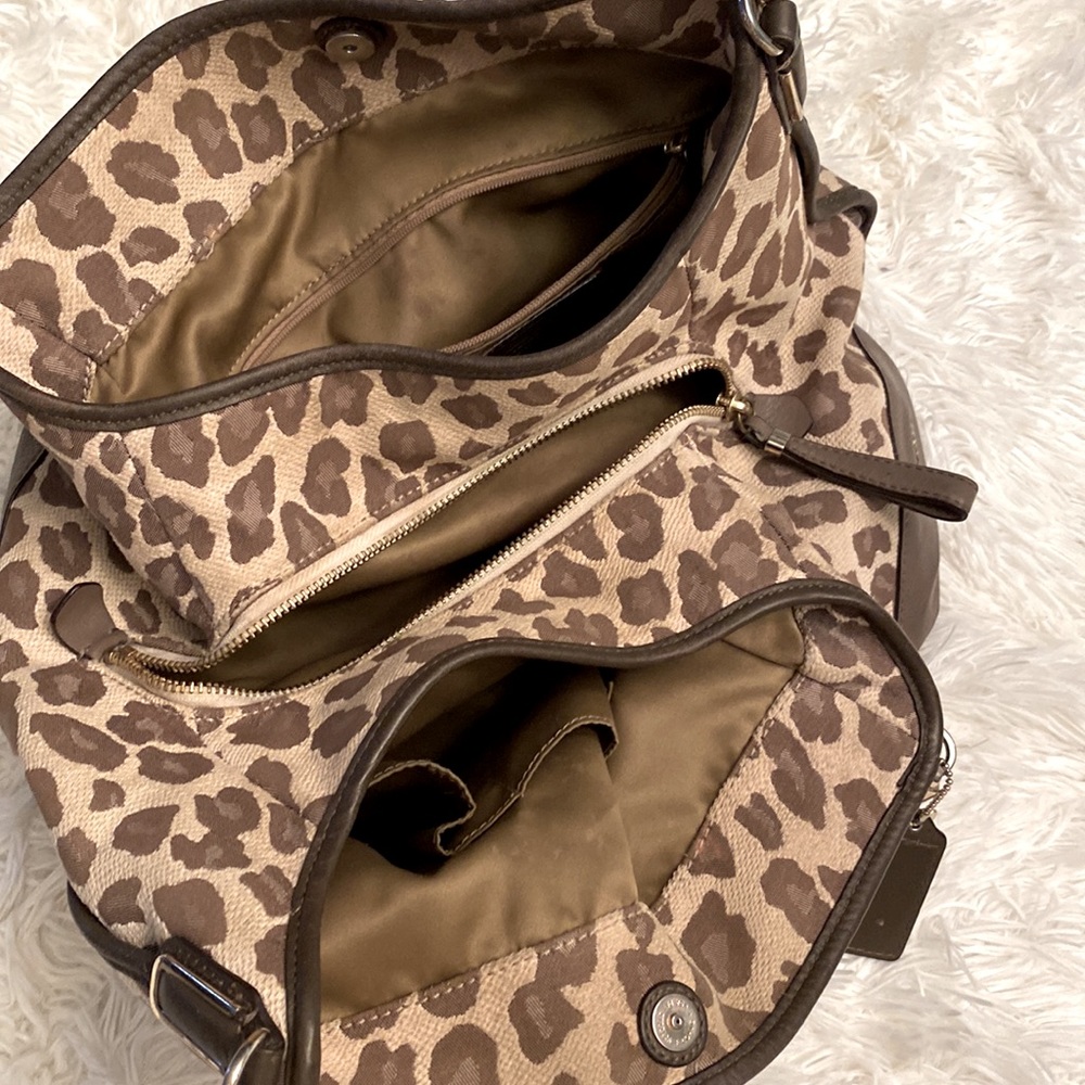 Coach leopard print handbag. 12.5inW/11inH. - Picture 10 of 15
